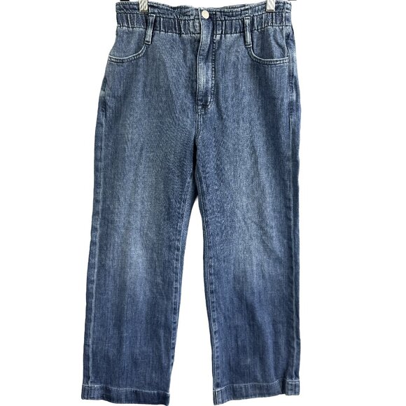 J.Crew Women’s Light Wash Denim Wide Leg Pants Pull‑On Elastic Waist Size 27 - Picture 1 of 11